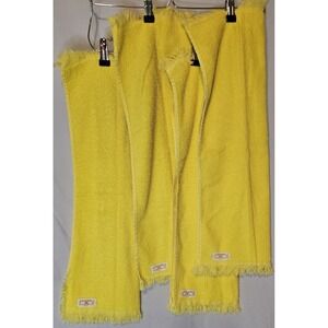Vintage 1970/1980 Set Of 4 Cannon Bright Yellow Hand Towels With Fringe USA